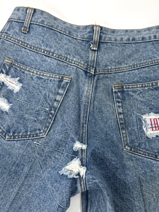 Vintage IOU  Patchwork Jeans Mens 31 Denim Distressed Stone Washed Tapered 31x32 - Picture 8 of 16